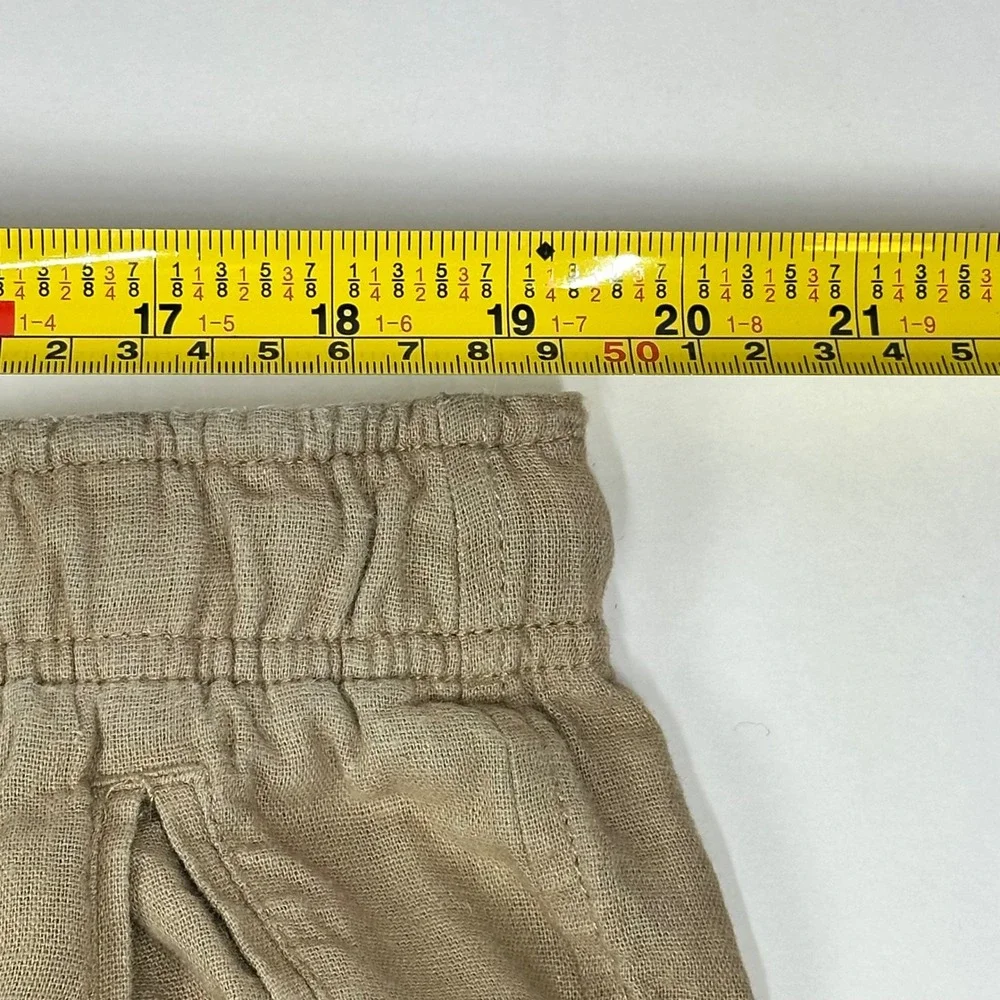 Club Room Luxury Mens XL Tan 100% Linen Drawstring Elastic Waist Pants